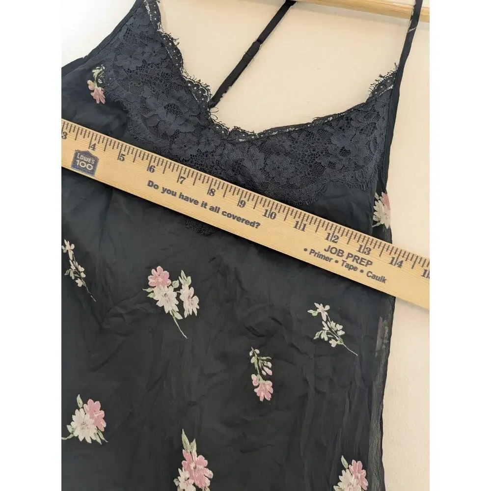 Abercrombie & Fitch Women's Mini Shift Dress Black Floral Spaghetti Strap Sz XXS
